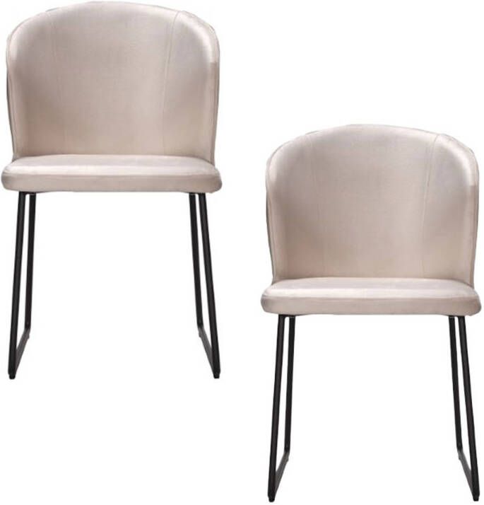 Soof & Tess Soof&Tess Set van 2 Amalfi Eetkamerstoel Beige Fluweel Velvet Industrieel Met armleuning Easy Clean Stoffen Hoge Kwaliteit