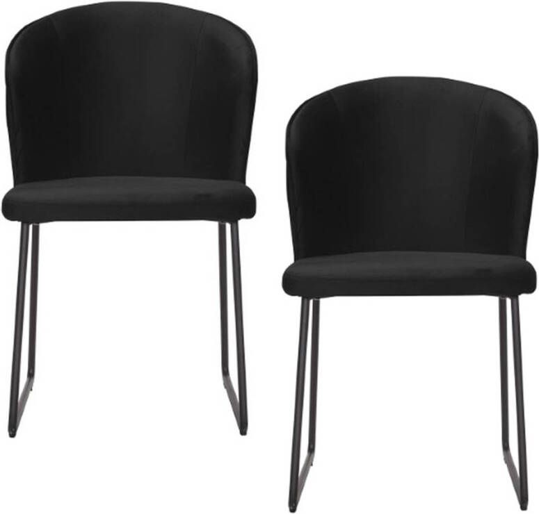 Soof & Tess Soof&Tess Set van 2 Amalfi Eetkamerstoel Zwart Fluweel Velvet Industrieel Met armleuning Easy Clean Stoffen Hoge Kwaliteit