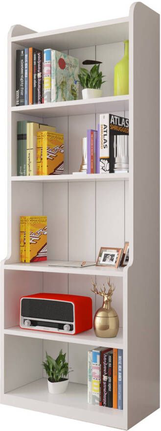 Soof&Tess Boekenkast Wit Opbergrek Met 6 Planken Woonkamer Slaapkamer 30 x 60 x 180 cm Wit Open Planken Voor Kantoor