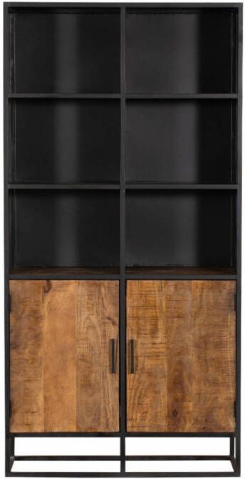 Starfurn Boekenkast met twee deuren onder Oakland Mangohout Staal 100 cm