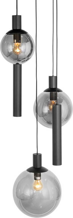 Steinhauer Bollique hanglamp In hoogte verstelbaar E27 + GU10 smokeglas en zwart
