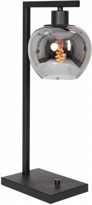 Steinhauer tafellamp Lotus zwart glas metaal smoke glas kleurglas-lamp E27 3651ZW