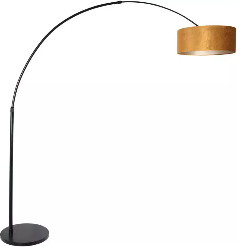 Steinhauer Sparkled vloerlamp zwart met gouden lampenkap boogarmatuur - Foto 1