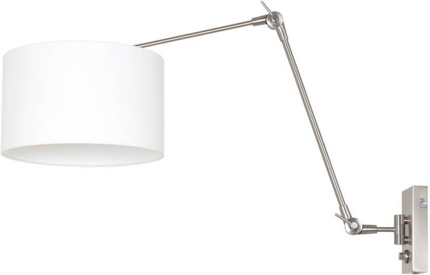 Steinhauer Prestige Chic wandlamp staal en wit linnen kap ?30 cm