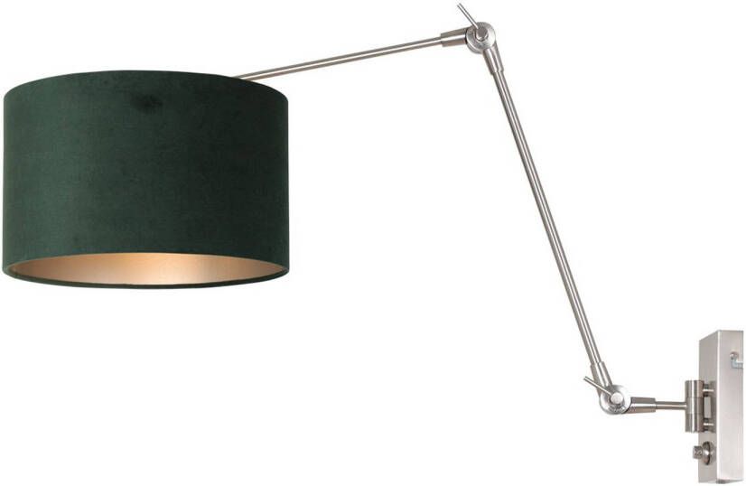 Steinhauer Prestige Chic wandlamp staal en groen tot 105 cm diep E27