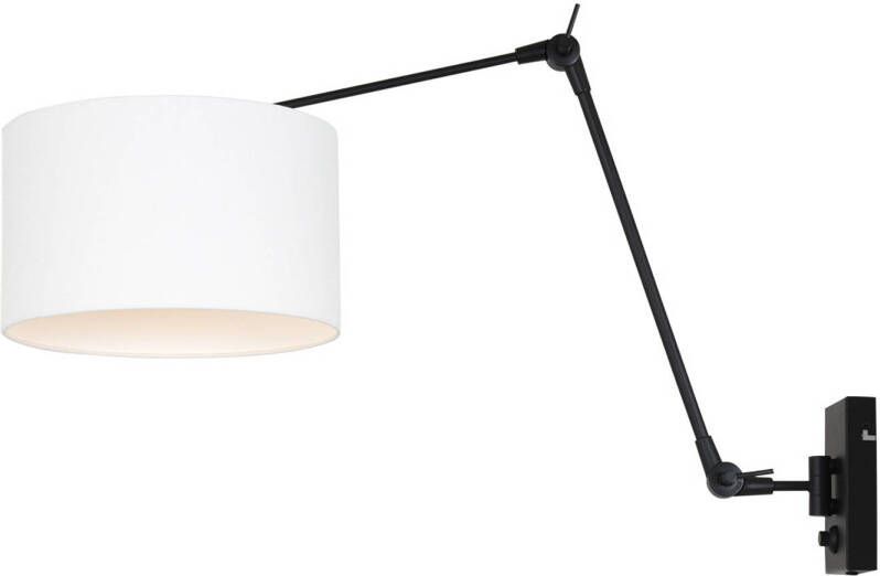 Steinhauer Prestige Chic wandlamp met kap zwart en wit linnen - Foto 1