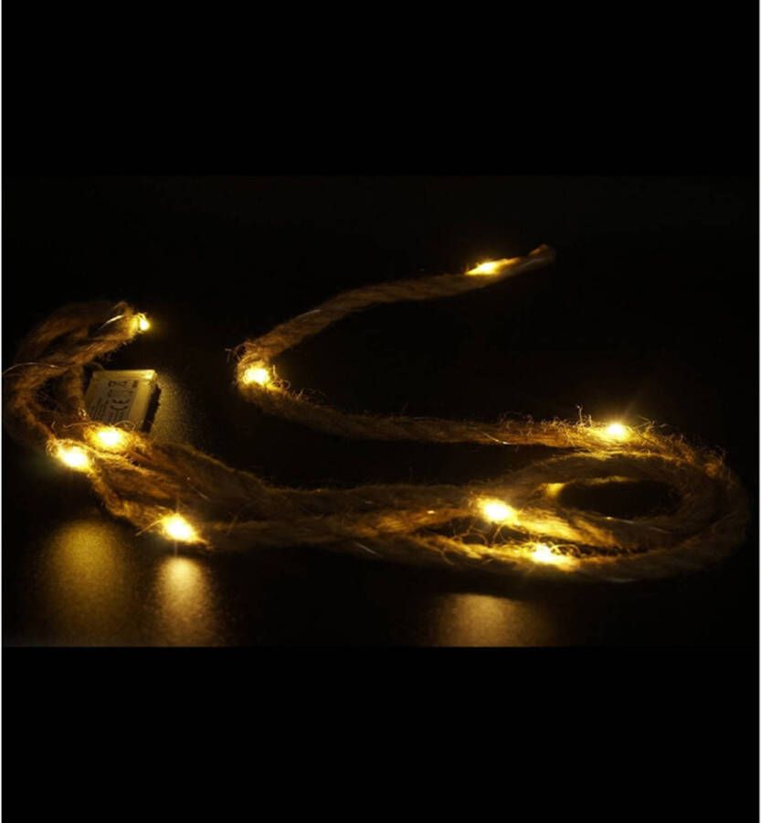 Stern Fabrik jute lichtsnoer 2x st 10 leds warm wit 150 cm Lichtsnoeren
