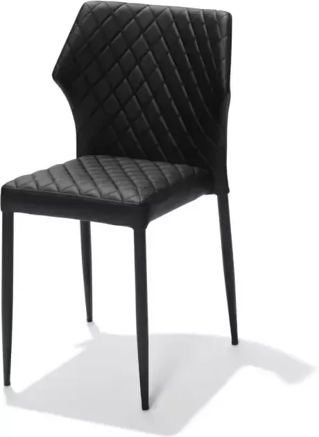 Essentials Louis stapelstoel zwart set van 4 kunstleder bekleed brandvertragend 49x57 5x81 5cm (LxBxH) - Foto 1