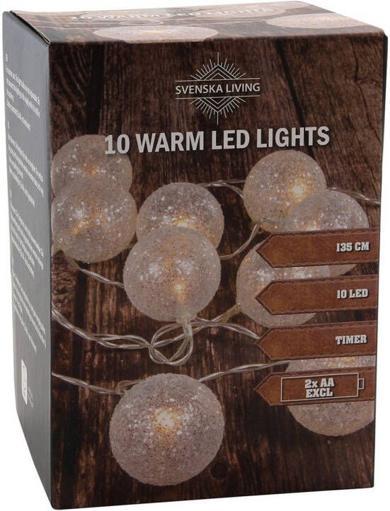 Svenska Living Glitter balletjes lichtsnoer warm wit 135 cm kerstverlichting Lichtsnoeren
