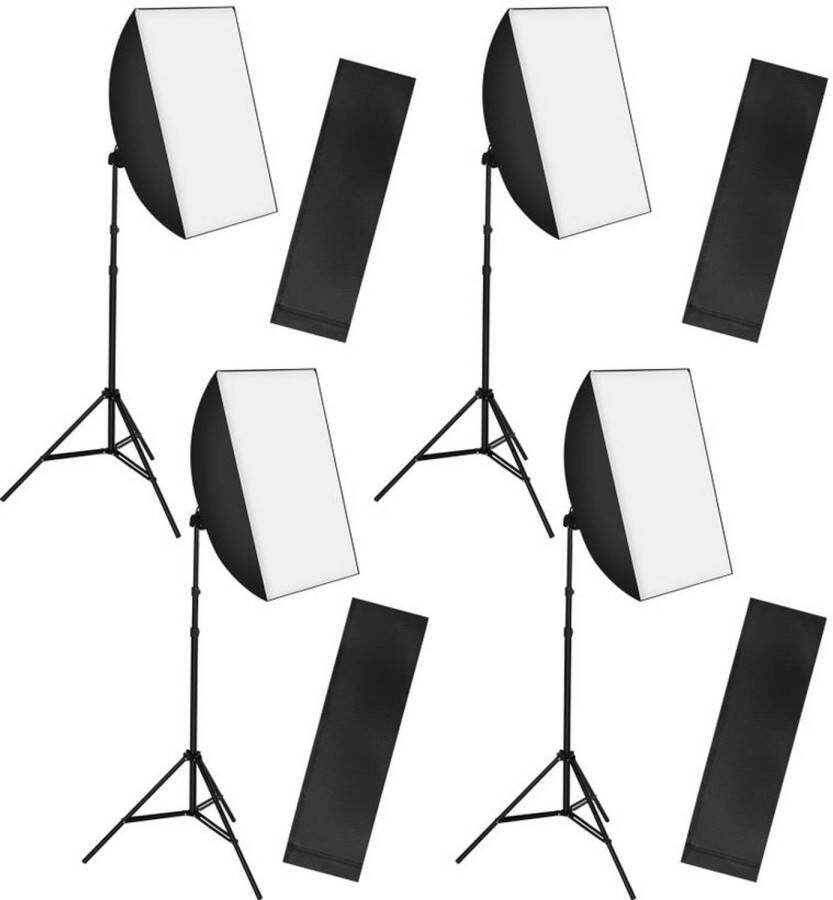 Tectake 4 x studiolamp Set van 4 studiolampen set met softbox 403355