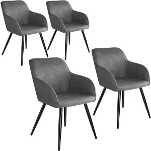 Tectake 4x Stoel Marilyn stof grijs zwart SKU: 404063