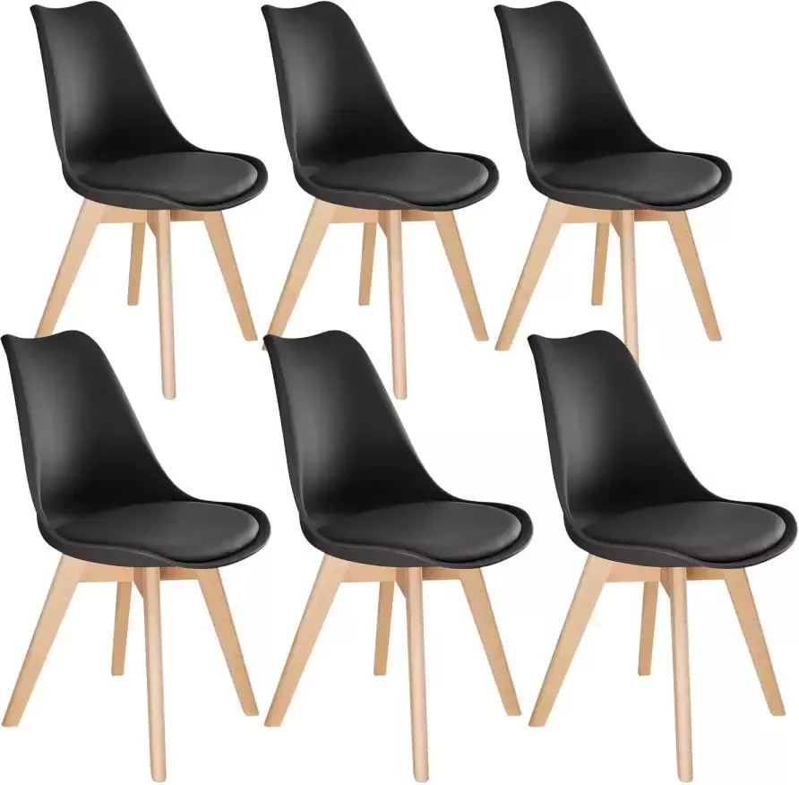 Tectake 6 eetkamerstoelen Friederike zwart 403817