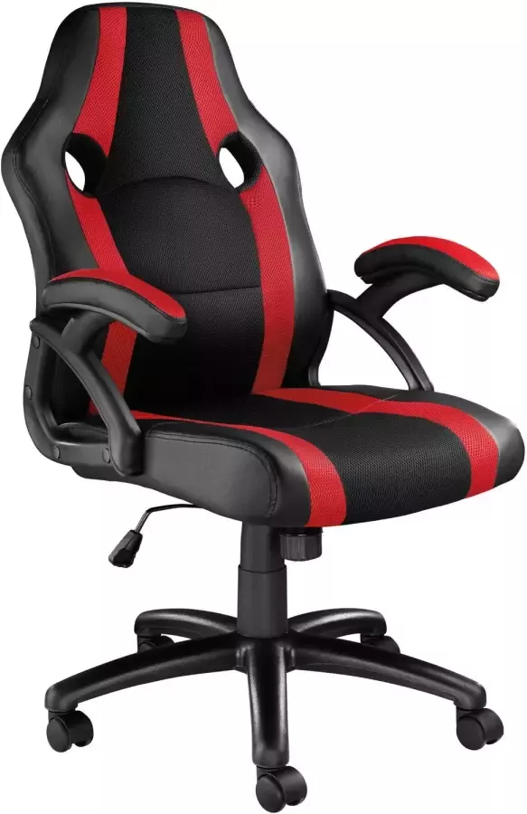 Tectake bureaustoel gamingchair luxe burostoel kantoorstoel racingstoel burostoel gamestoel Benny zwart rood
