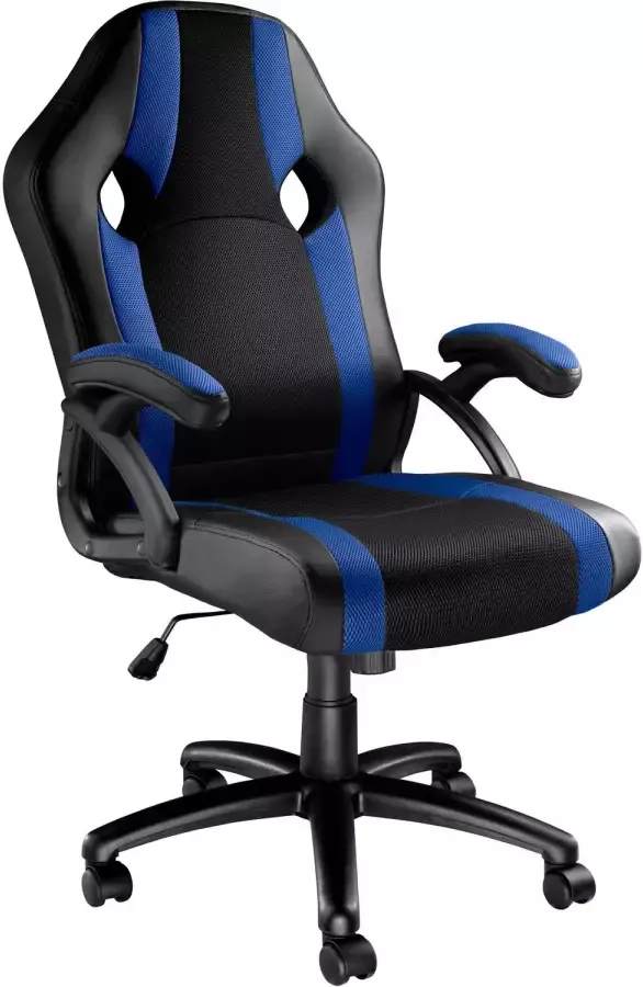 Tectake bureaustoel gamingchair luxe burostoel kantoorstoel racingstoel burostoel gamestoel Goodman zwart blauw