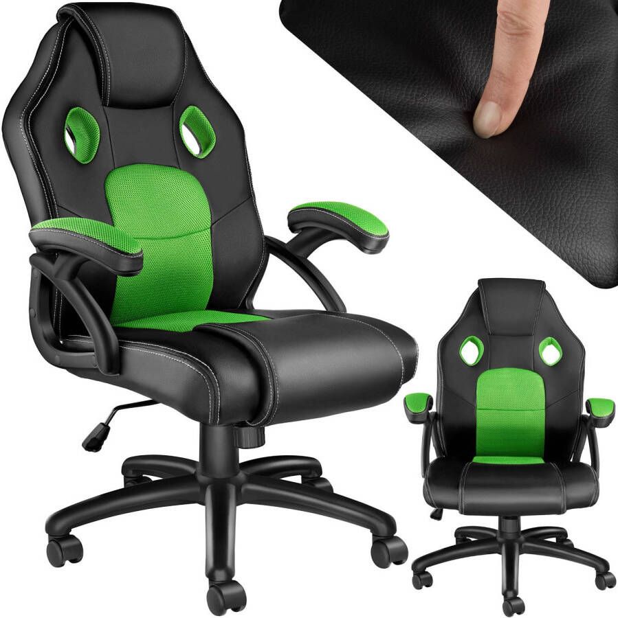 Tectake bureaustoel gamingchair luxe burostoel kantoorstoel racingstoel burostoel gamestoel Mike zwart groen - Foto 1