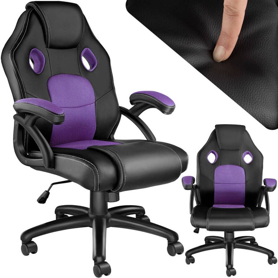 Tectake bureaustoel gamingchair luxe burostoel kantoorstoel racingstoel burostoel gamestoel Mike zwart paars