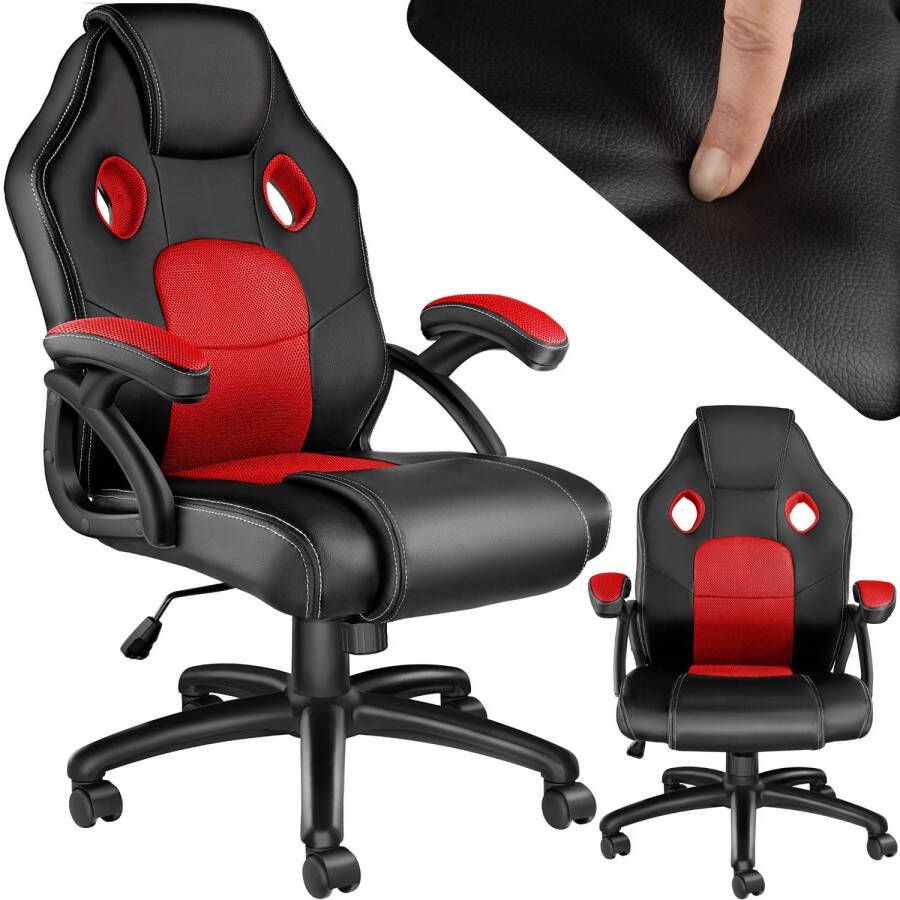 Tectake bureaustoel gamingchair luxe burostoel kantoorstoel racingstoel burostoel gamestoel Mike zwart rood
