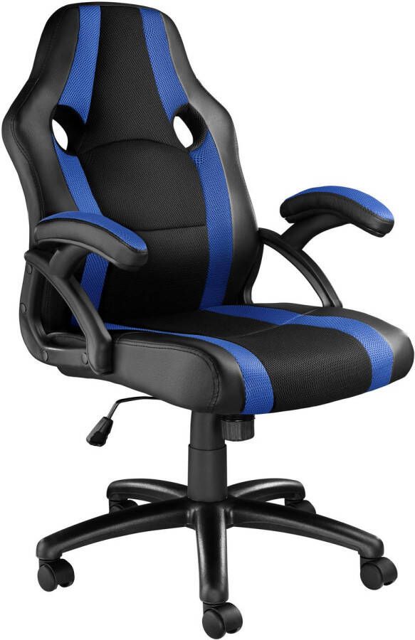 Tectake bureaustoel gamingchair luxe burostoel kantoorstoel racingstoel burostoel gamestoel Benny zwart blauw - Foto 1