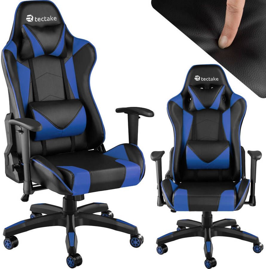 Tectake bureaustoel gamingchair luxe burostoel kantoorstoel racingstoel burostoel gamestoel Twink zwart blauw