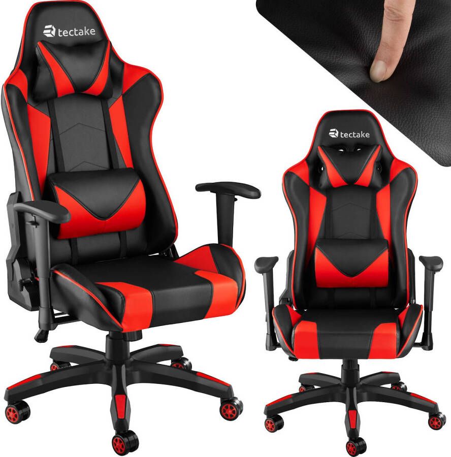 Tectake bureaustoel gamingchair luxe burostoel kantoorstoel racingstoel burostoel gamestoel Twink zwart rood - Foto 1