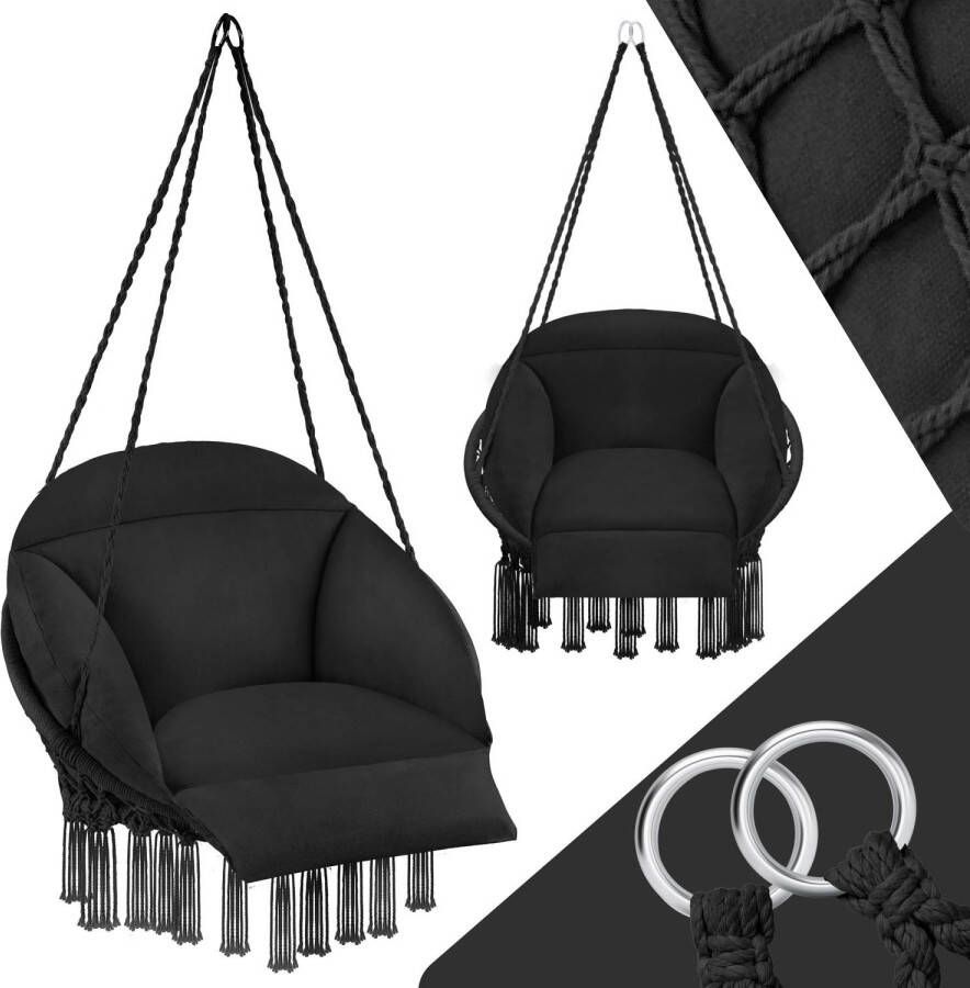 Tectake Comfortabele Hangstoel Samira zwart 404877 - Foto 1