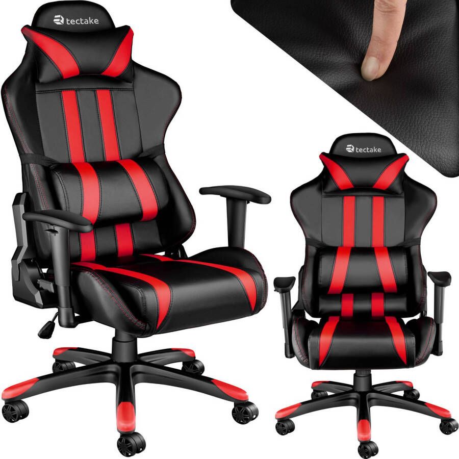 Tectake Gaming chair bureaustoel Premium racing style zwart rood