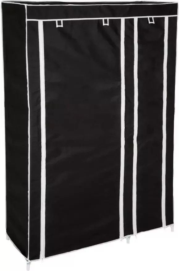 Tectake Kledingkast Johanna garderobekast canvas zwart veel opbergruimte 107x175x45 402530