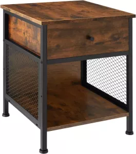 Tectake Nachtkastje Bijzettafel Killarney 45x46x55 5cm Industrieel Donkerbruin 404730