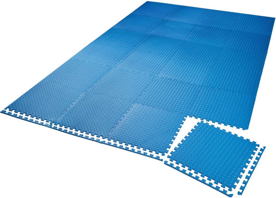 Tectake Set van 24 beschermingsmatten vloerbeschermingsmatten fitnessmatten blauw 404134