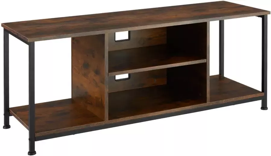 Tectake TV-meubel met 4 open vakken en verstelbare plank industrieel donkerbruin afm. 120 x 40 x 50 5 cm 404644