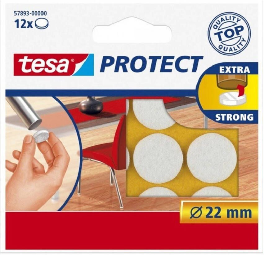 Tesa 24x Witte ronde meubelviltjes antislip stickers 2 cm Meubelviltjes - Foto 1
