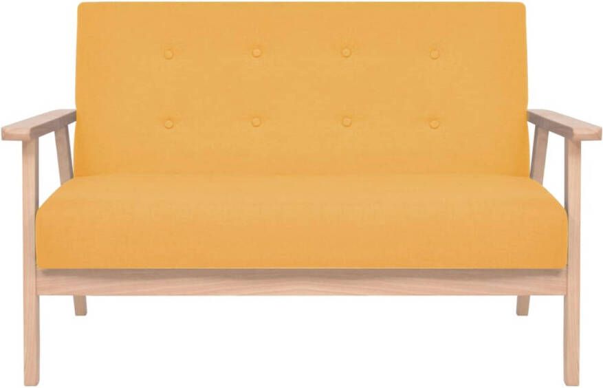 The Living Store 2-zitsbank geel 113.5 x 67 x 73.5 cm polyester bekleding - Foto 1
