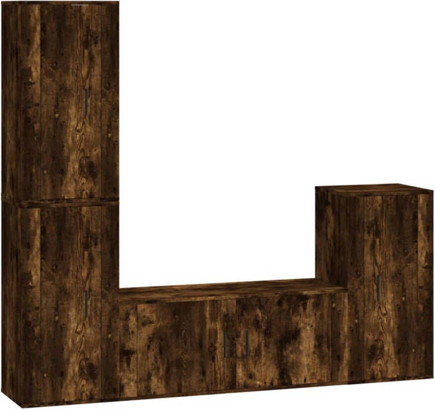 The Living Store Televisiekastenset Gerookt eiken 100 x 34.5 x 40 cm 3 x 40 x 34.5 x 80 cm