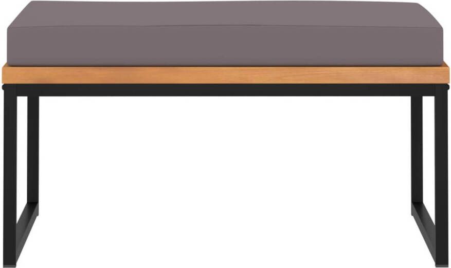 The Living Store Voetensteun met kussen 66x66x36 cm acaciahout donkergrijs Voetensteun Voetenbank Acacia Hout Grijs Outdoor Meubilair