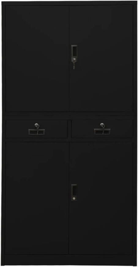 The Living Store Archiefkast Staal 90 x 40 x 180 cm Zwart