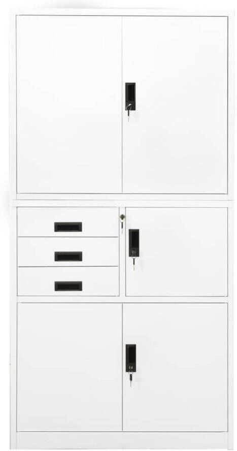 The Living Store Archiefkast Staal 90x40x180 cm Wit