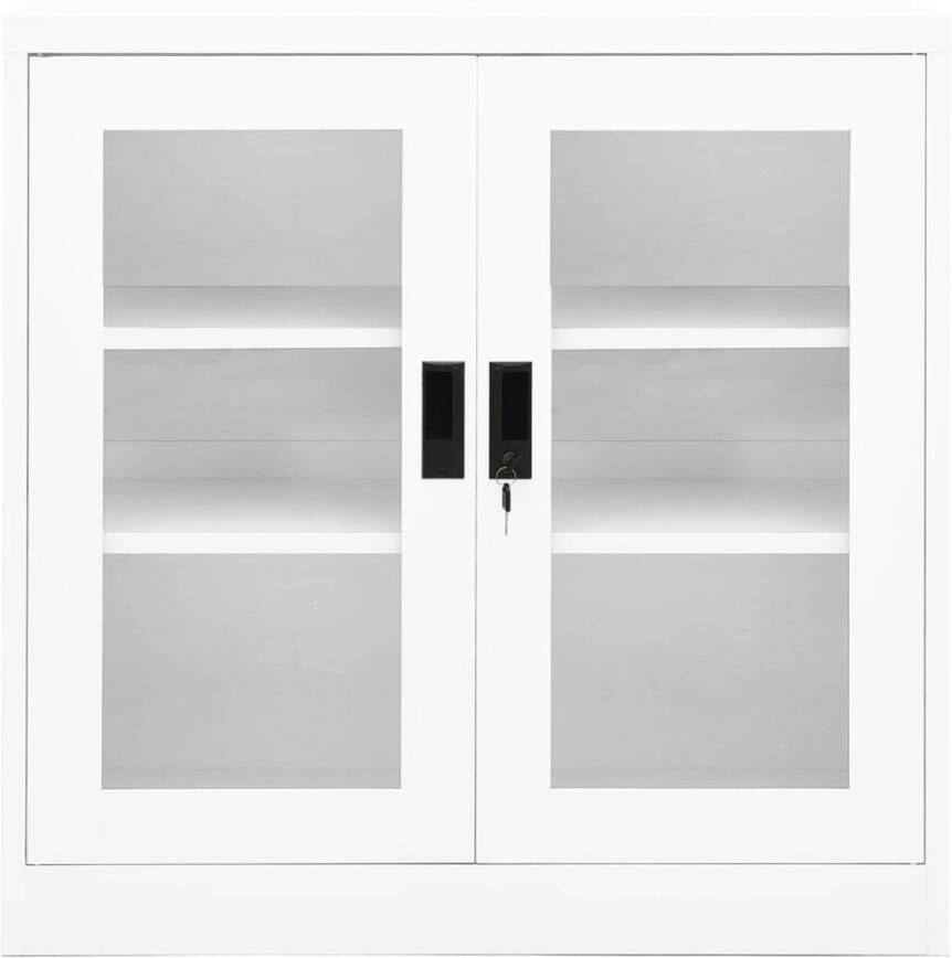 The Living Store Archiefkast Staal Gehard glas 90 x 40 x 90 cm Wit - Foto 1
