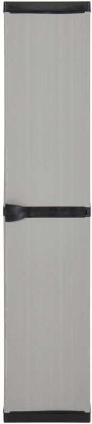 The Living Store Balkonkast Grijs Zwart 34x40x168 cm PP (Polypropeen) Balkonkast Opslagkast Buitenschrank Tuinkast Grijze Kast