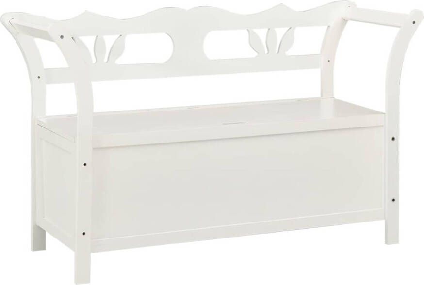 The Living Store Bank White s Bench 107 x 45 x 75.5 cm Solid Pine Wood Storage Backrest and Armrests Easy Assembly Banken Houten Bank Bankschroef Salonbank Entreebank