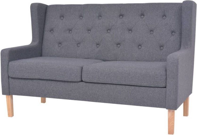 The Living Store Bankenset Comfort 2-zitsbank en fauteuil grijs massief houten frame polyesterstof