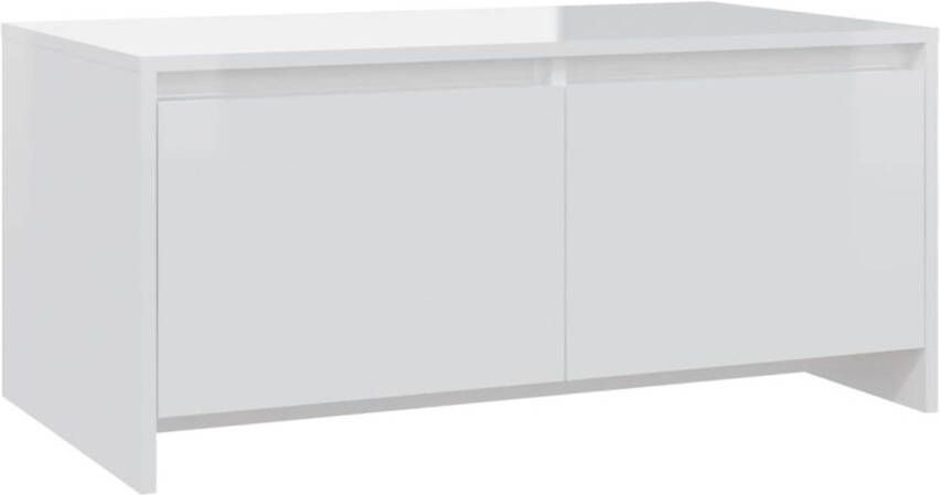 The Living Store Banktafel Modern Hoogglans wit Spaanplaat 90x50x41.5 cm - Foto 1