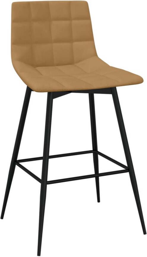 The Living Store Barkruk Fluweel Bruin 46.5x52x92 cm Trendy en stevig design Optimaal zitcomfort