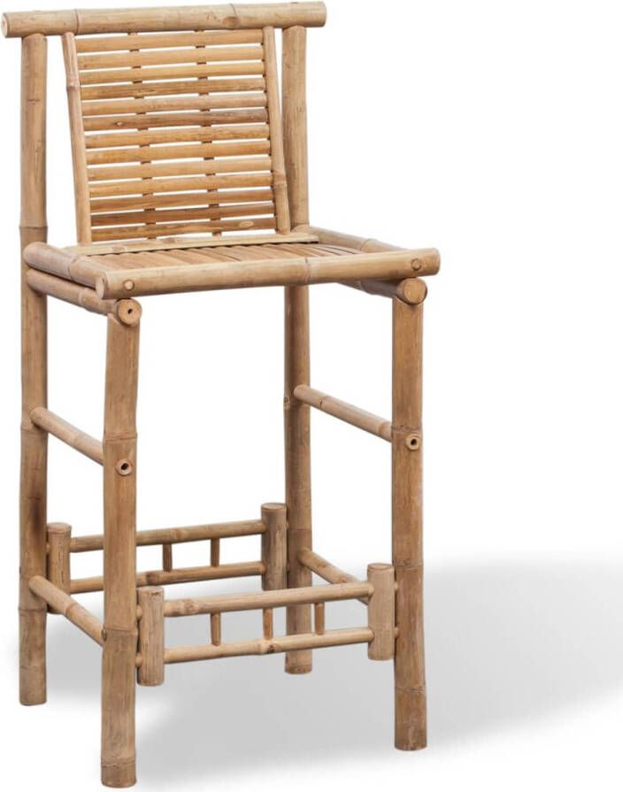 The Living Store Barkrukken Bamboe 53 x 45 x 102 cm Weerbestendig Bamboebarkrukken Barkrukken Bruin Buitenbarkrukken Eetkamerstoel Stoel