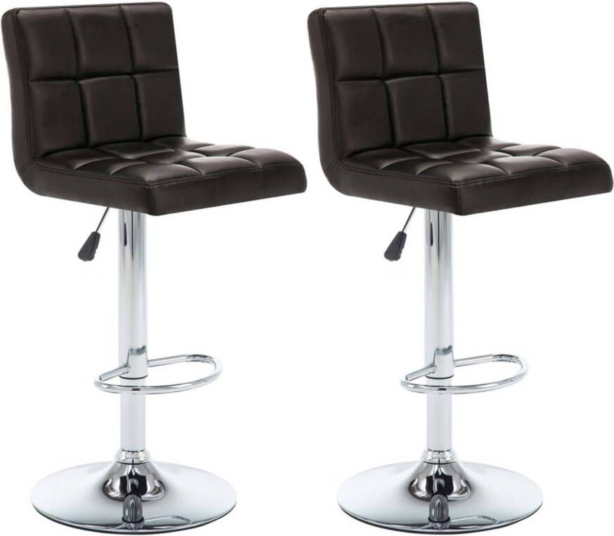 The Living Store Barkrukken Bruin Kunstleer Staal 40x47x(90-111)cm Gasveermechanisme Draagvermogen 110kg Barstoel Barkruk Bruin Meubilair Design Stoel Hoge Stoel