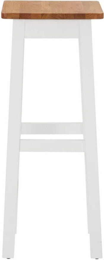 The Living Store Barkrukken Eikenhouten bovenkant Massief acaciahouten poten 30x35x75cm Inclusief voetensteun 2 stuks