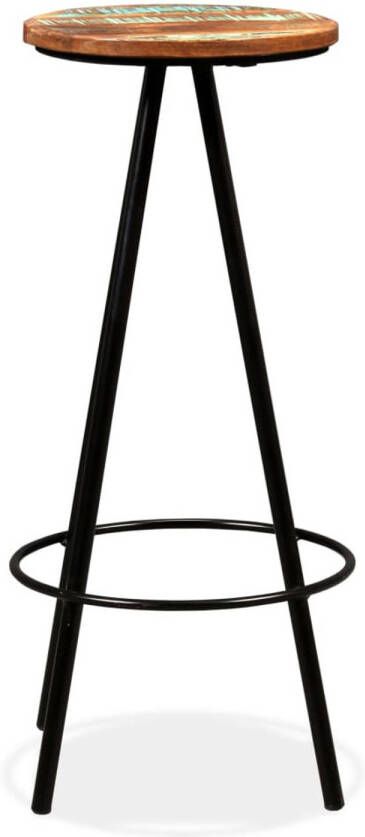 The Living Store Barkrukken Industrieel Massief gerecycled hout en staal 30 x 76 cm Set van 4 Industriele Barkrukken Vintage Bruine Barkrukken Herbruikt Hout Meubilair Stoere Barkrukken