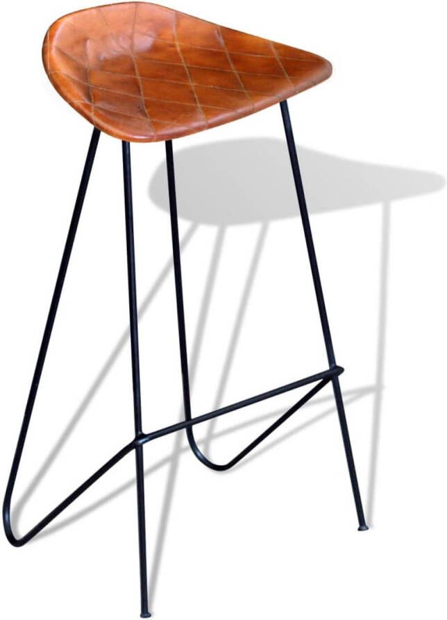 The Living Store Barkrukken Leren Set van 6 Bruin Zwart 42x45x86cm Barstoollen Lederen Barkrukken Bruine Barkrukken Zwarte Barkrukken Industrieel Meubilair