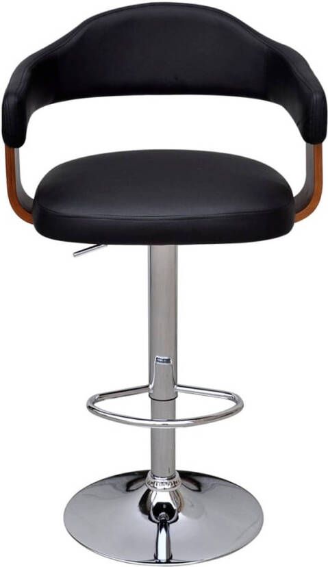 The Living Store Barkrukken Set van 2 Walnotenhout en verchroomd ijzer 56.5 x 57.5 x (89 111) cm Zwart en bruin 110 kg Barstoelen Barkrukken Houten Stoelen Zwarte Stoelen Bruine Stoelen