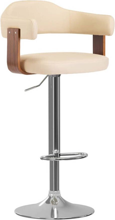 The Living Store Barkrukken Tijdloos comfort Set van 2 Crème bruin 56.5x57.5x(89-111)cm Barstoel Barkruk Keukenstoel Eetkamerstoel Krukken