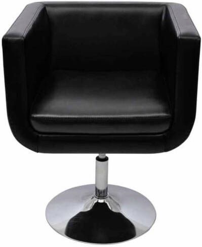 The Living Store Barkrukken Zwart 68-80 cm hoogte 43-55 cm zitting Kunstleer en verchroomd staal Barkrukken Barstoel Keukentools Lounge Meubels Art Deco